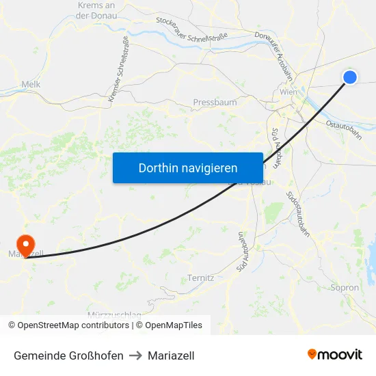 Gemeinde Großhofen to Mariazell map