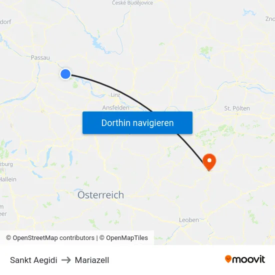 Sankt Aegidi to Mariazell map