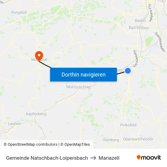 Gemeinde Natschbach-Loipersbach to Mariazell map