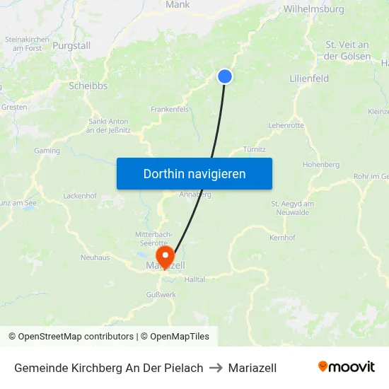 Gemeinde Kirchberg An Der Pielach to Mariazell map