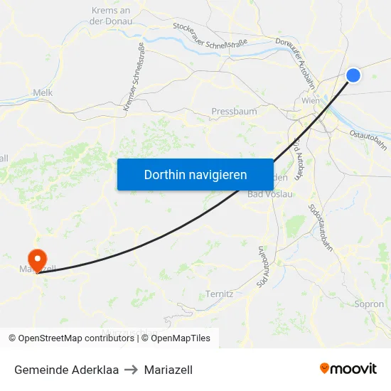 Gemeinde Aderklaa to Mariazell map