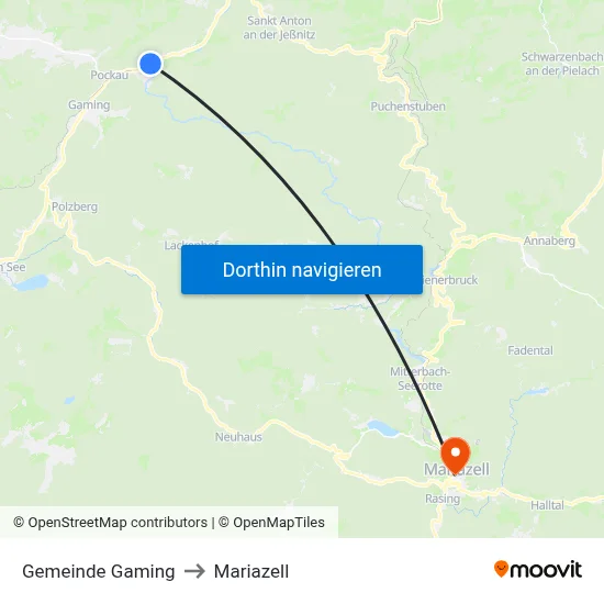 Gemeinde Gaming to Mariazell map