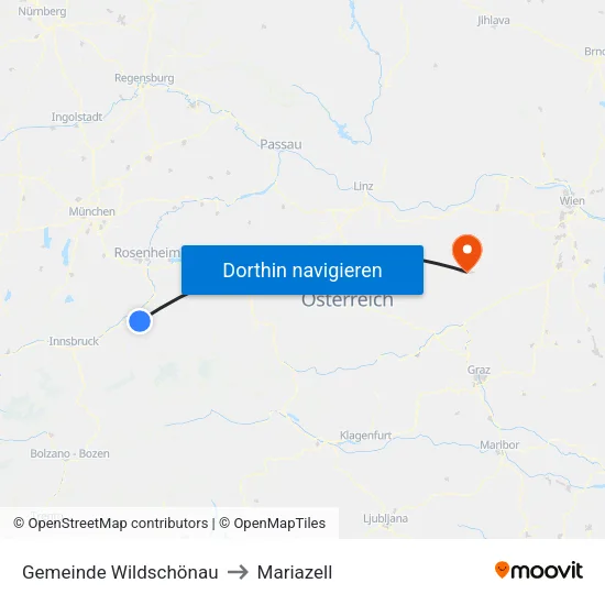 Gemeinde Wildschönau to Mariazell map