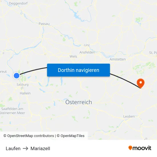 Laufen to Mariazell map