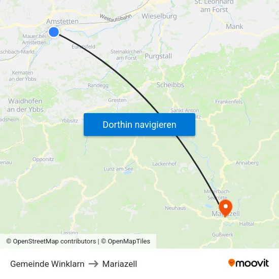 Gemeinde Winklarn to Mariazell map