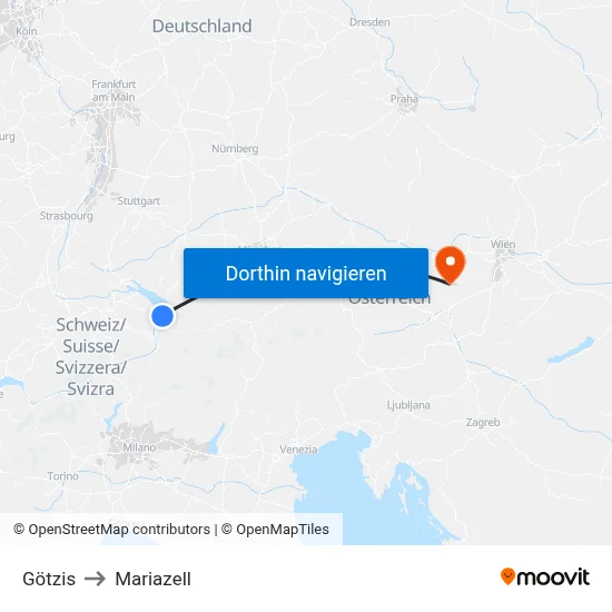 Götzis to Mariazell map