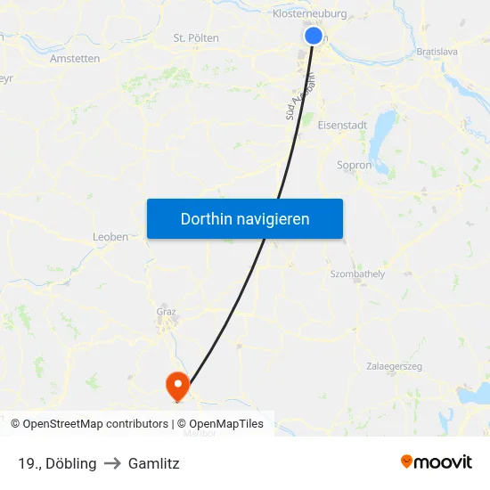 19., Döbling to Gamlitz map