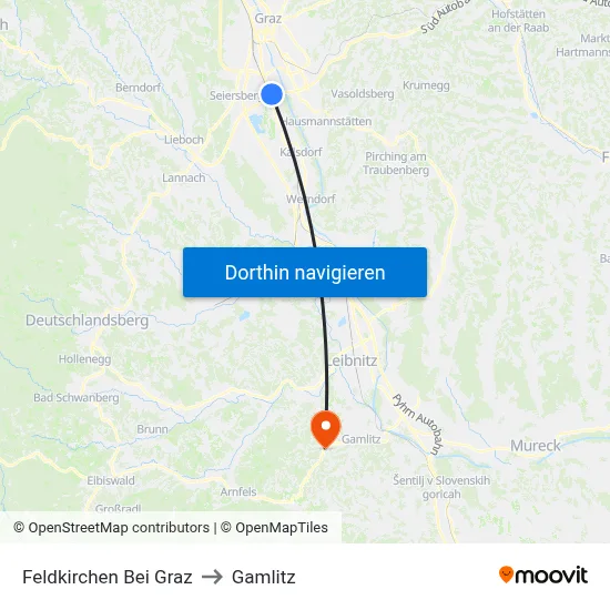 Feldkirchen Bei Graz to Gamlitz map