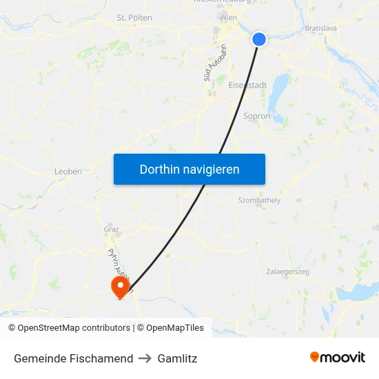 Gemeinde Fischamend to Gamlitz map
