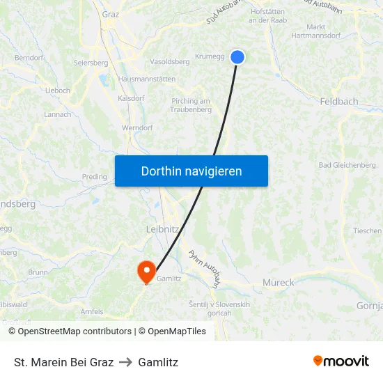 St. Marein Bei Graz to Gamlitz map