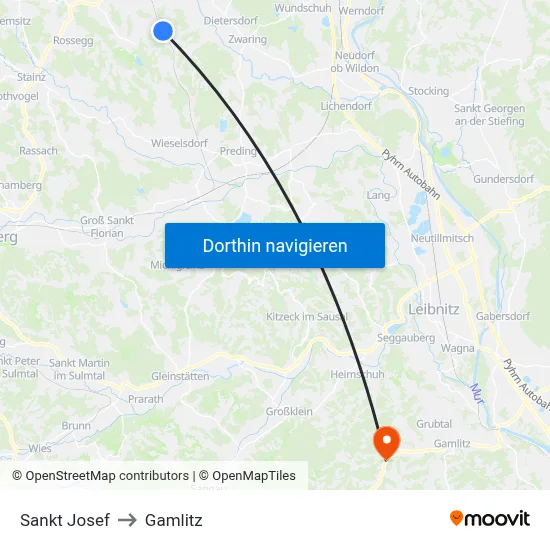 Sankt Josef to Gamlitz map