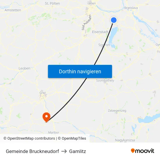 Gemeinde Bruckneudorf to Gamlitz map