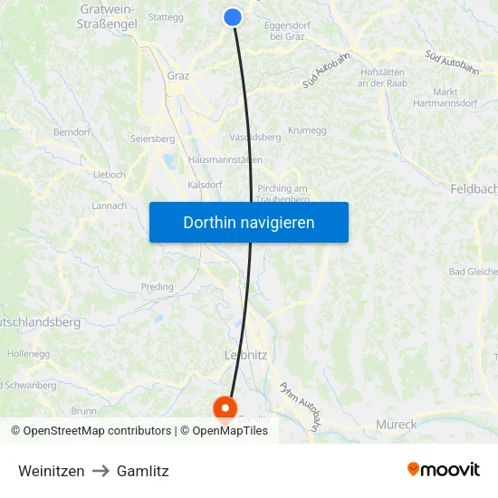 Weinitzen to Gamlitz map