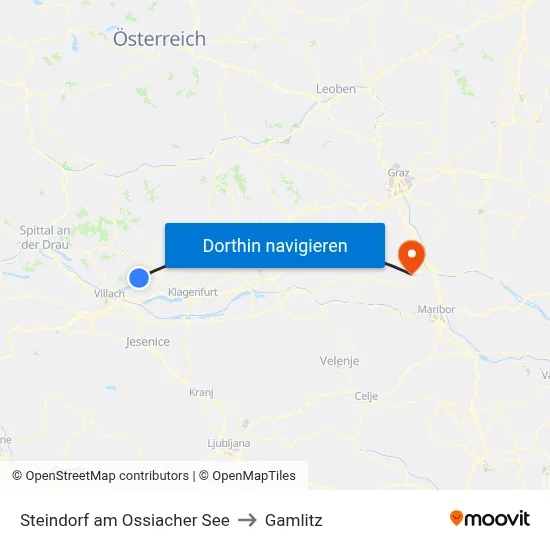 Steindorf am Ossiacher See to Gamlitz map