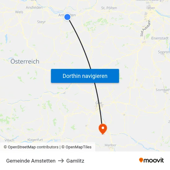 Gemeinde Amstetten to Gamlitz map