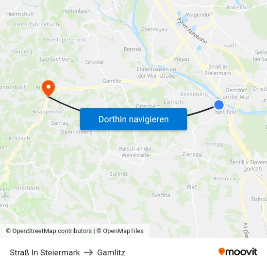 Straß In Steiermark to Gamlitz map