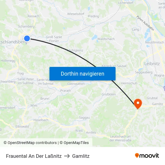 Frauental An Der Laßnitz to Gamlitz map