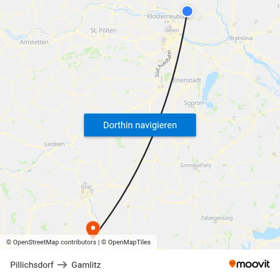 Pillichsdorf to Gamlitz map