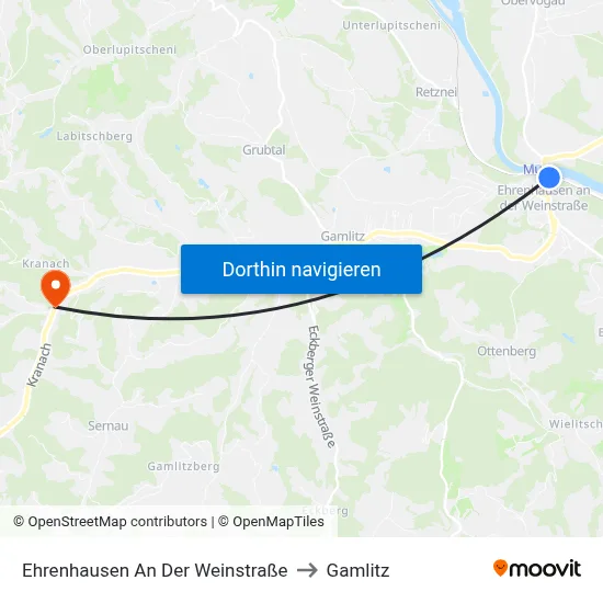 Ehrenhausen An Der Weinstraße to Gamlitz map