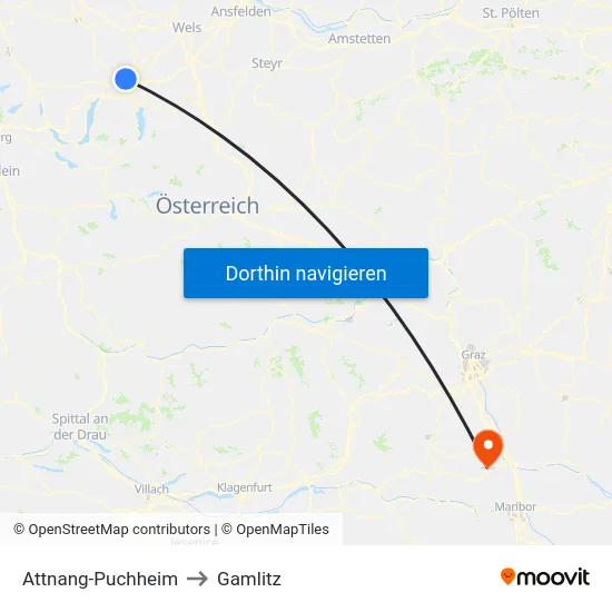Attnang-Puchheim to Gamlitz map
