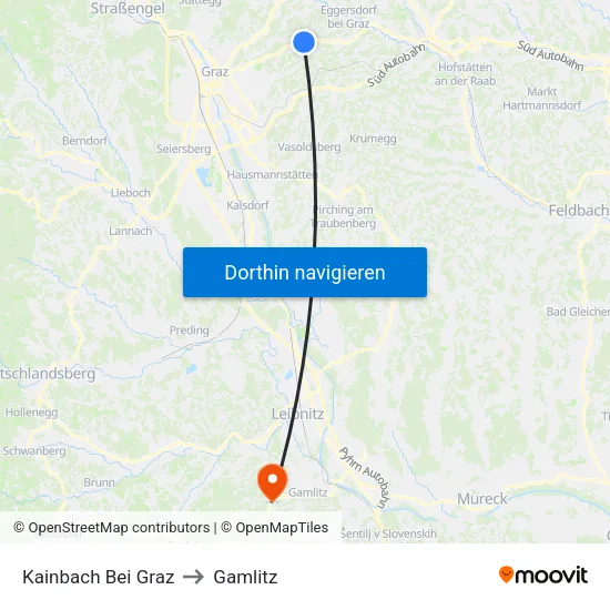 Kainbach Bei Graz to Gamlitz map