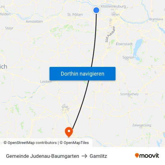 Gemeinde Judenau-Baumgarten to Gamlitz map