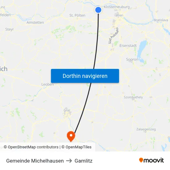 Gemeinde Michelhausen to Gamlitz map