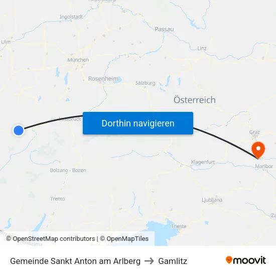 Gemeinde Sankt Anton am Arlberg to Gamlitz map