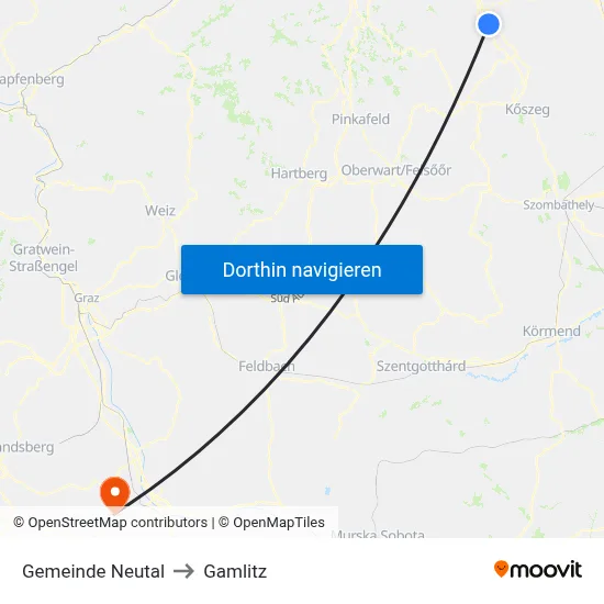 Gemeinde Neutal to Gamlitz map