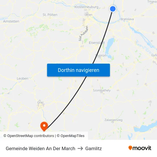 Gemeinde Weiden An Der March to Gamlitz map