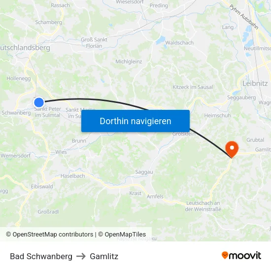 Bad Schwanberg to Gamlitz map
