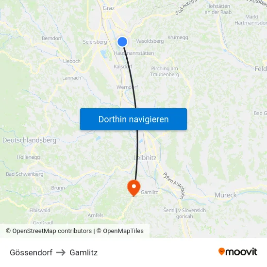 Gössendorf to Gamlitz map
