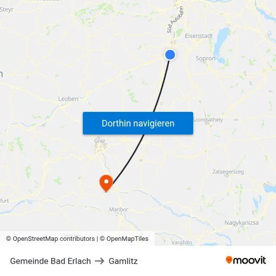 Gemeinde Bad Erlach to Gamlitz map