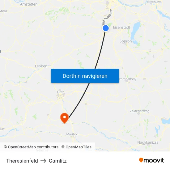 Theresienfeld to Gamlitz map
