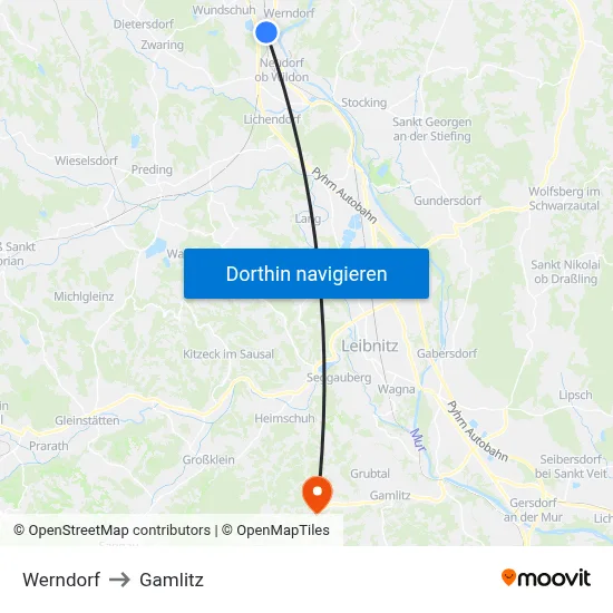 Werndorf to Gamlitz map