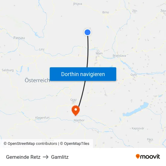 Gemeinde Retz to Gamlitz map