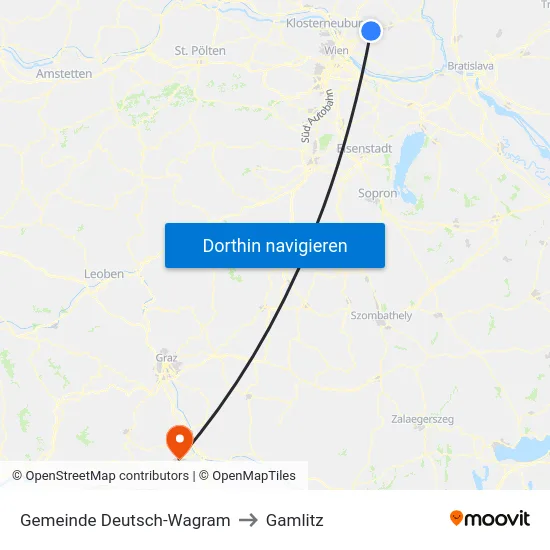Gemeinde Deutsch-Wagram to Gamlitz map