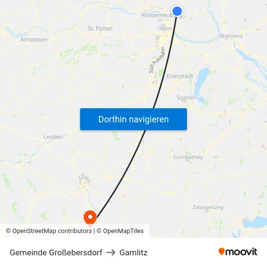 Gemeinde Großebersdorf to Gamlitz map