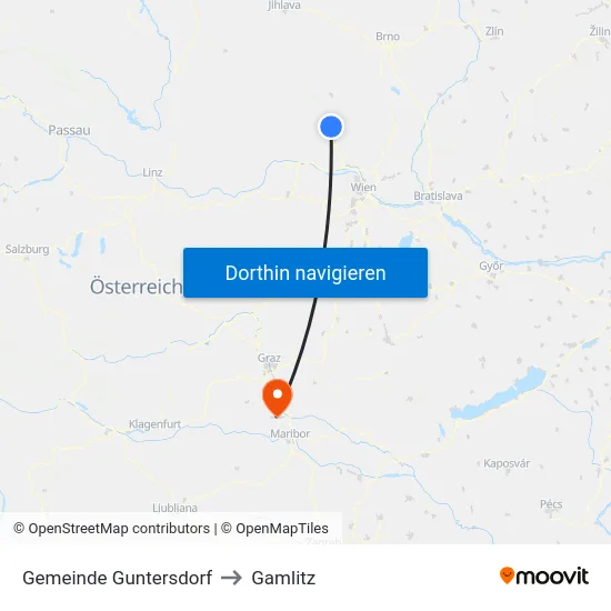 Gemeinde Guntersdorf to Gamlitz map