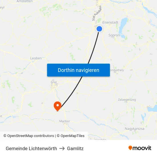 Gemeinde Lichtenwörth to Gamlitz map