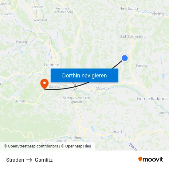 Straden to Gamlitz map