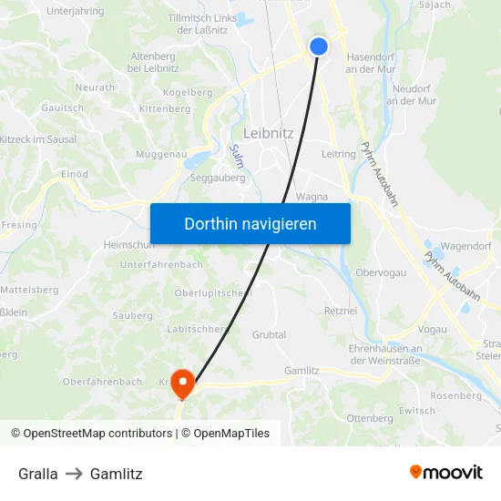 Gralla to Gamlitz map