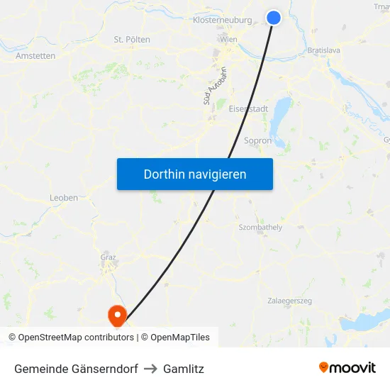 Gemeinde Gänserndorf to Gamlitz map