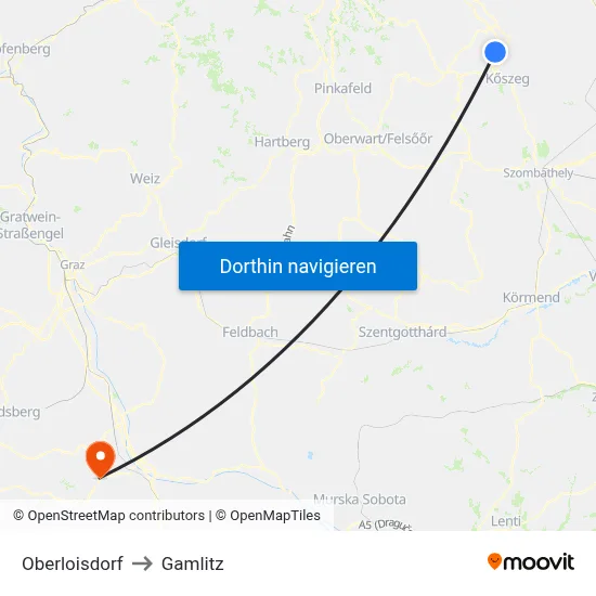 Oberloisdorf to Gamlitz map