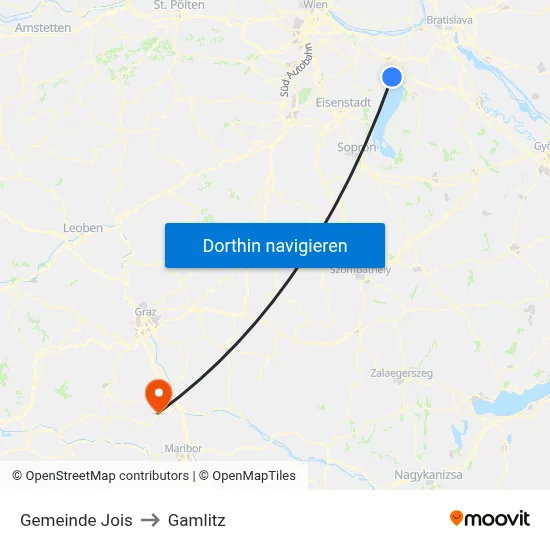 Gemeinde Jois to Gamlitz map