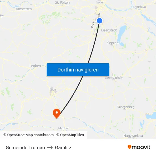 Gemeinde Trumau to Gamlitz map