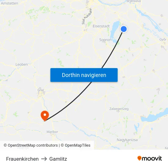 Frauenkirchen to Gamlitz map