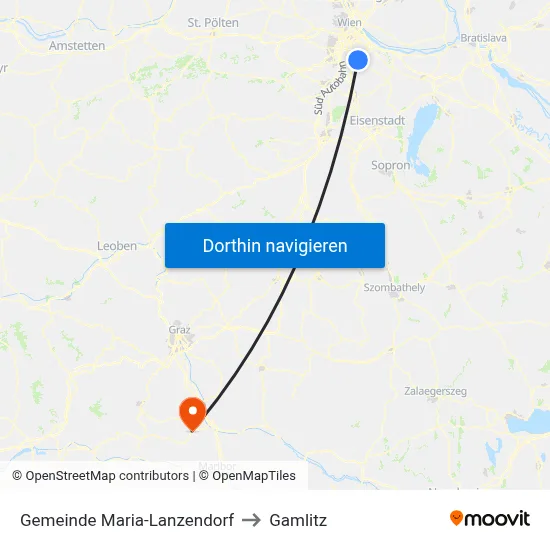 Gemeinde Maria-Lanzendorf to Gamlitz map