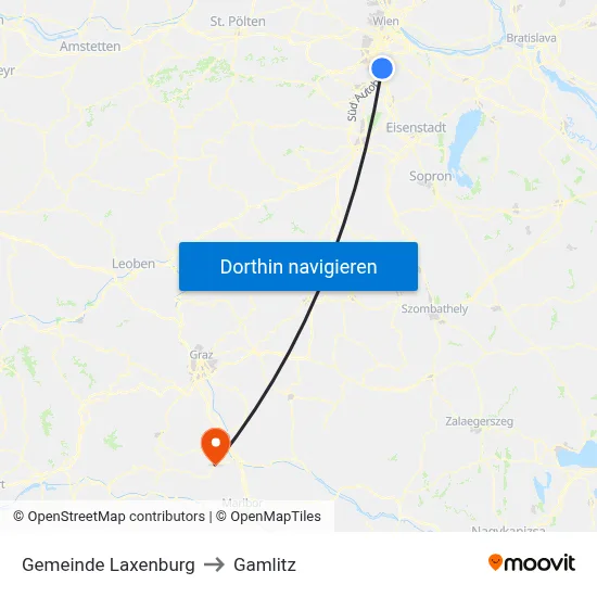 Gemeinde Laxenburg to Gamlitz map