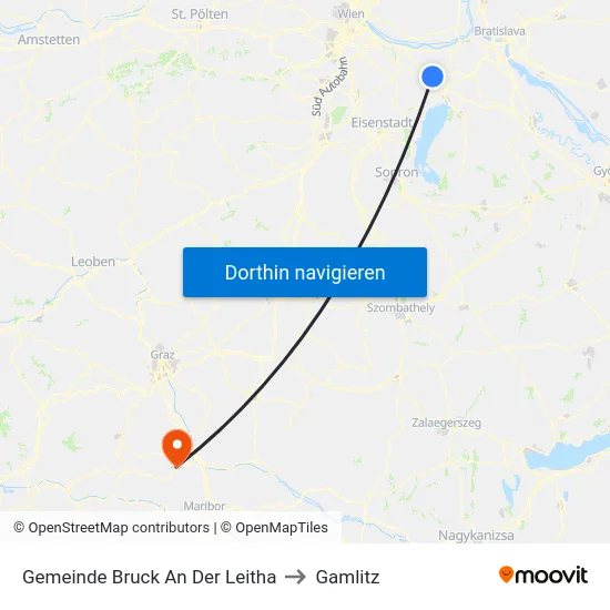 Gemeinde Bruck An Der Leitha to Gamlitz map